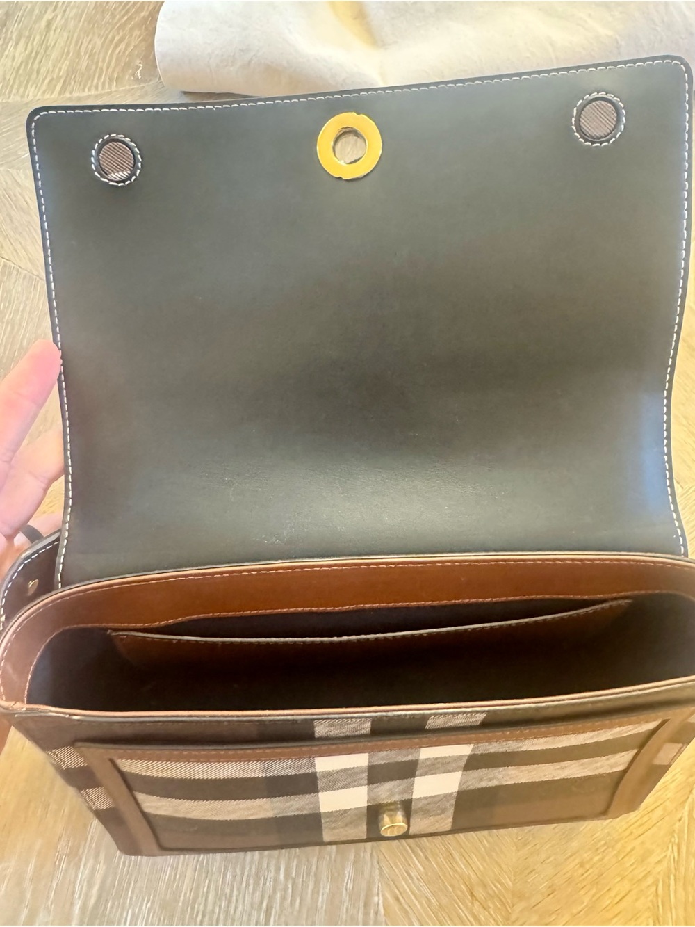 Burberry Note Giant Check E-Canvas Crossbody Bag - Picture 8 of 14